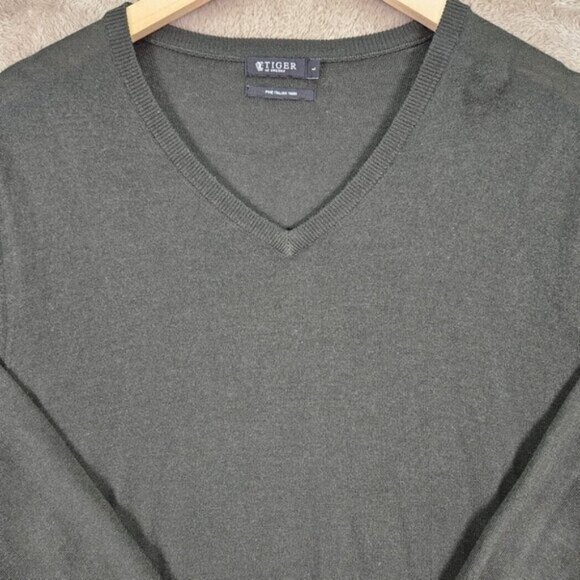 Tiger Of Sweden Fine Italian Yarn Sweater Mens Size L Green Pullover Long Sleeve - Picture 8 of 10